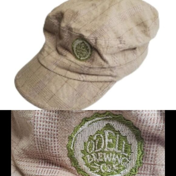 O'DELL BREWING COMPANY Peter Grimm FT COLLINS COLORADO tan plaid hat - Picture 1 of 10